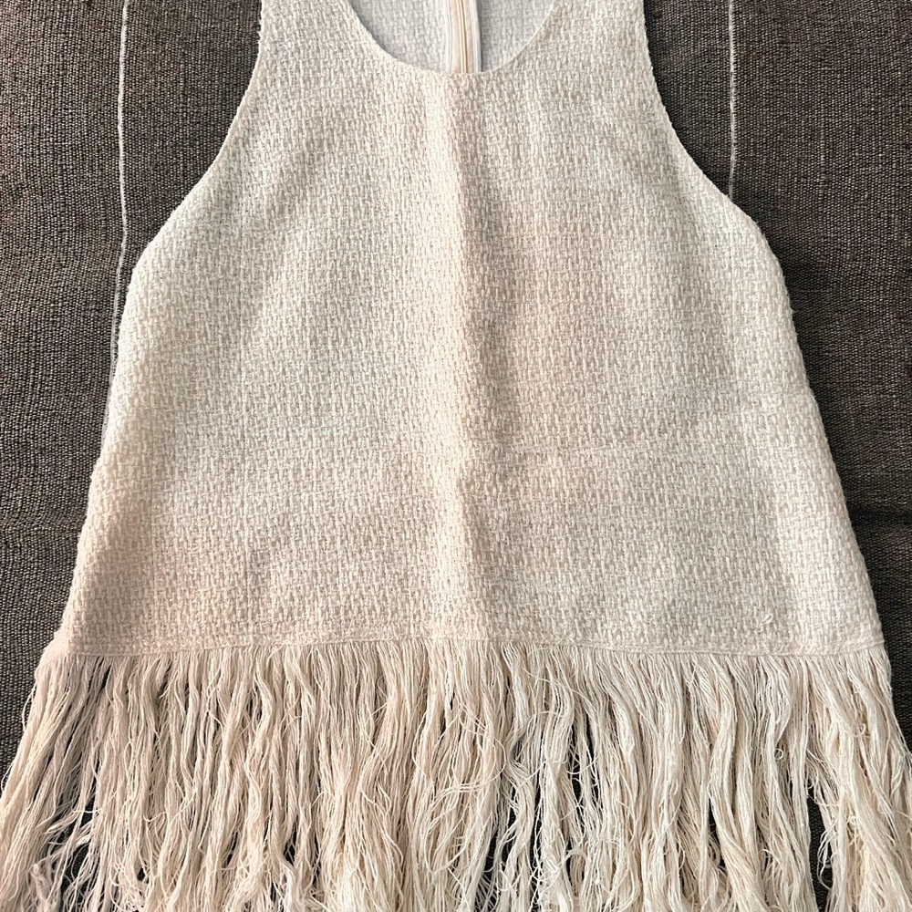 Zara Textured Cream Sleeveless Top